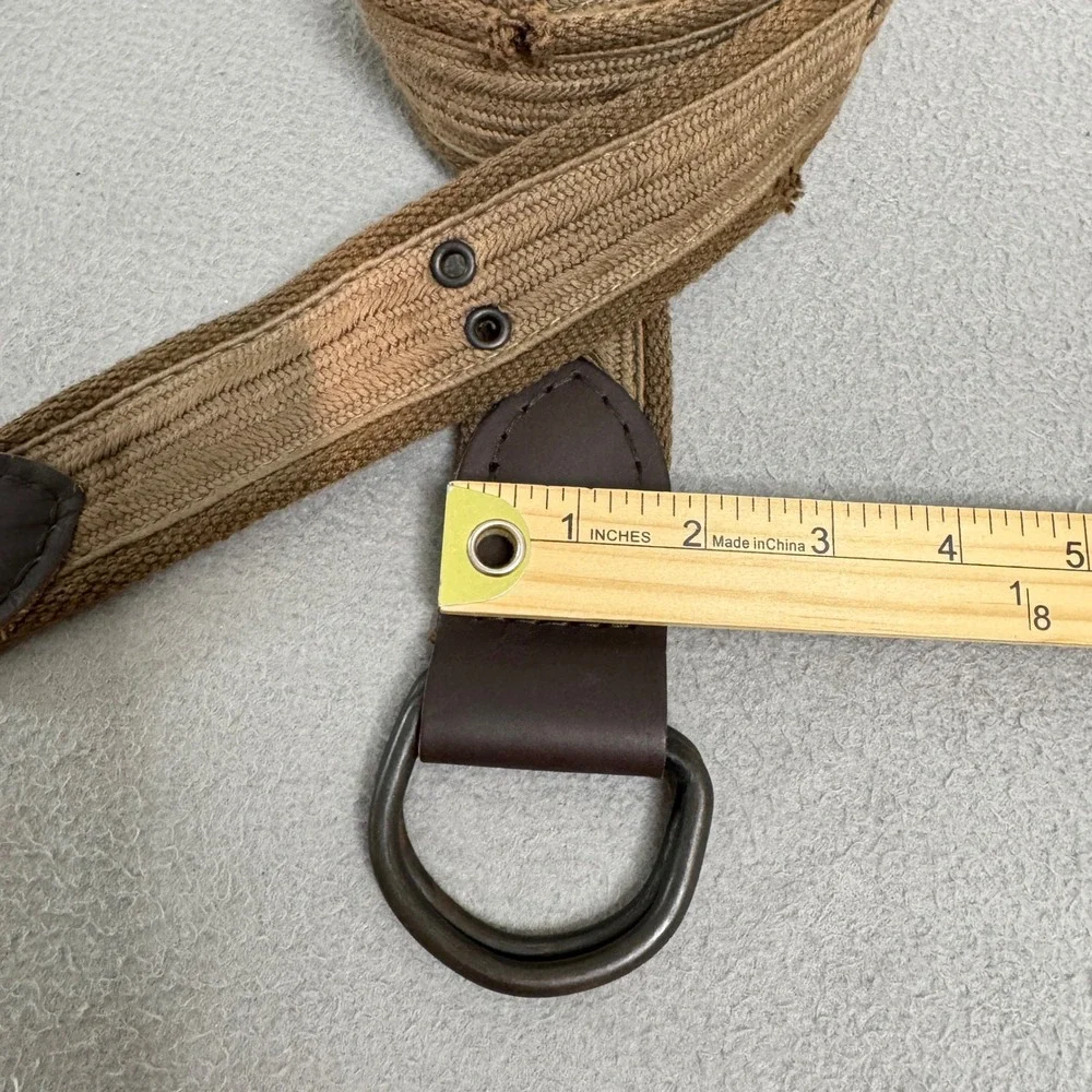 Canvas Belt Mens 31 Brown Distressed Military Punk Grunge D-Ring